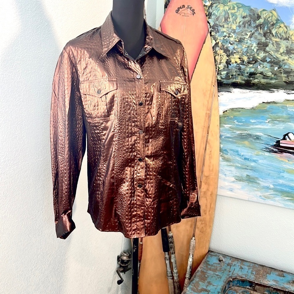 Carlisle,Metallic Bronze Lurex Shimmer Statement Jacket Liteweight Evening SizeL - Picture 11 of 15
